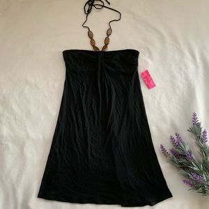 Black Bathing Suit Cover Strapless Dress Halter